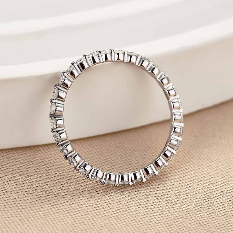 Velirella Classic Round Cut Full Eternity Wedding Band In Brass - Velirellajewelry