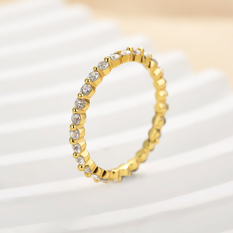 Velirella Classic Round Cut Full Eternity Wedding Band In Brass - Velirellajewelry