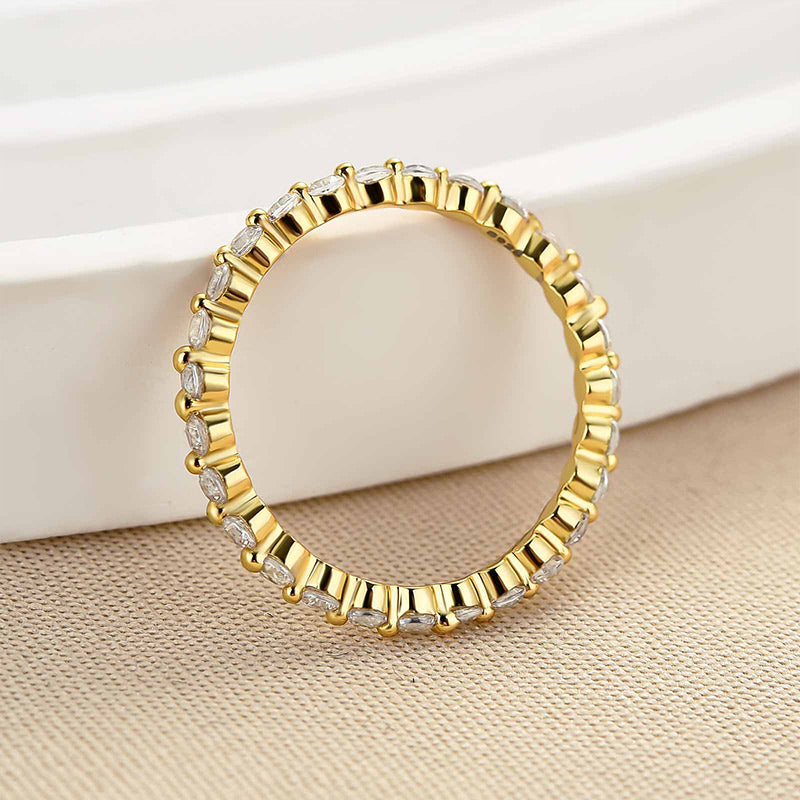 Velirella Classic Round Cut Full Eternity Wedding Band In Brass - Velirellajewelry