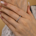 Velirella Classic Round Cut Half Eternity Thin Women's Wedding Band - Velirellajewelry