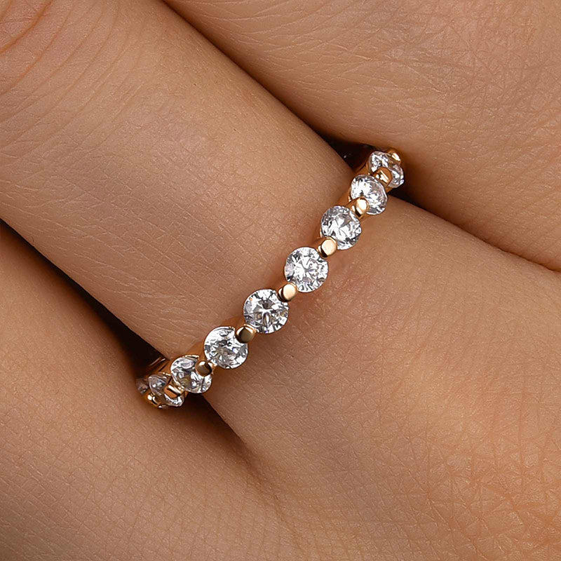 Velirella Fashion Eternity Round Cut Wedding Band In Brass - Velirellajewelry