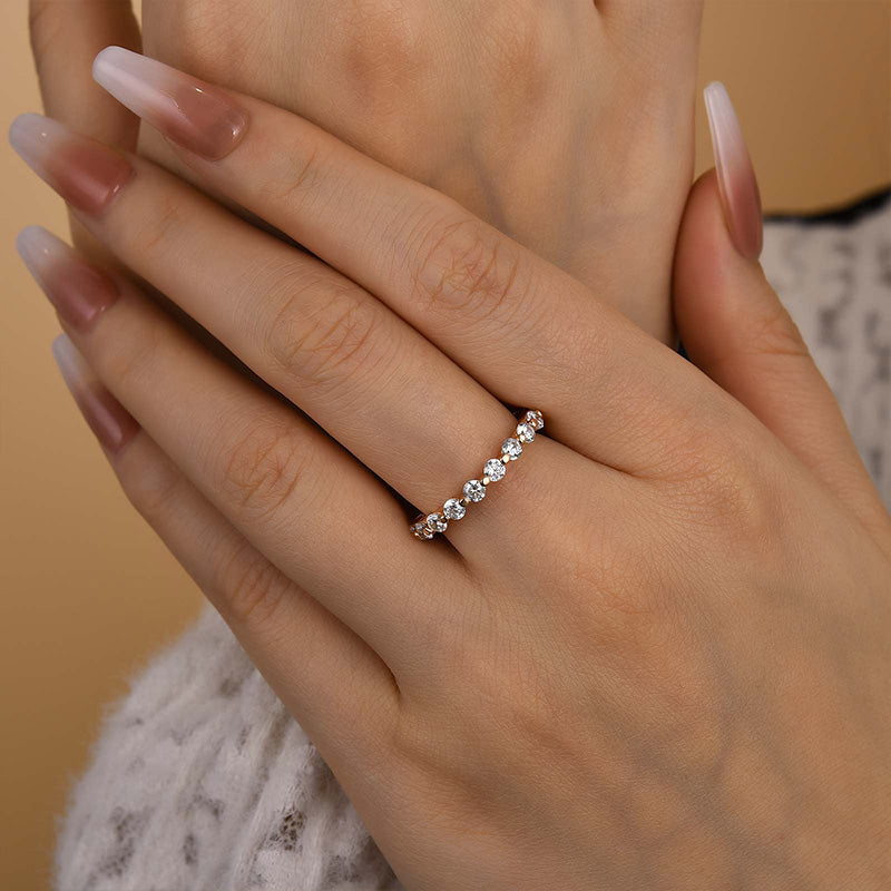 Velirella Fashion Eternity Round Cut Wedding Band In Brass - Velirellajewelry