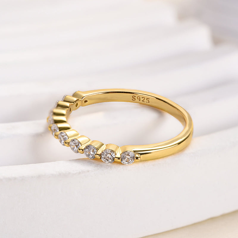 Velirella Classic Round Cut Half Eternity Thin Women's Wedding Band - Velirellajewelry