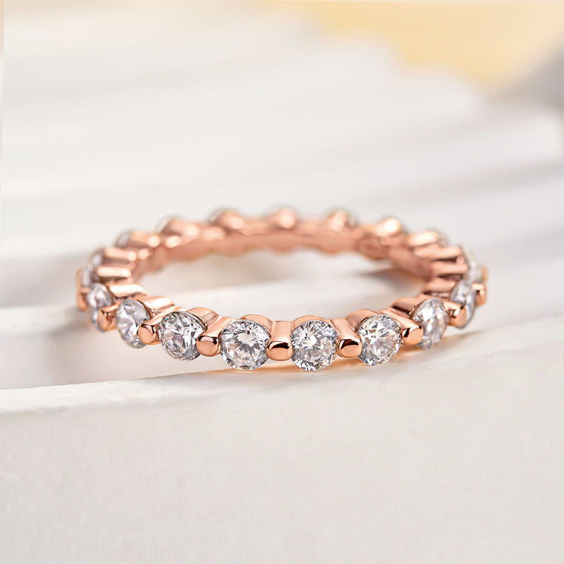 Velirella Fashion Eternity Round Cut Wedding Band In Brass - Velirellajewelry