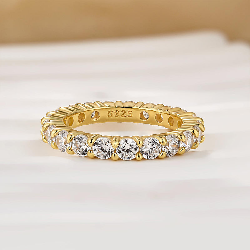 Velirella Eternity Round Cut Simulated Diamond Wedding Band In Brass - Velirellajewelry