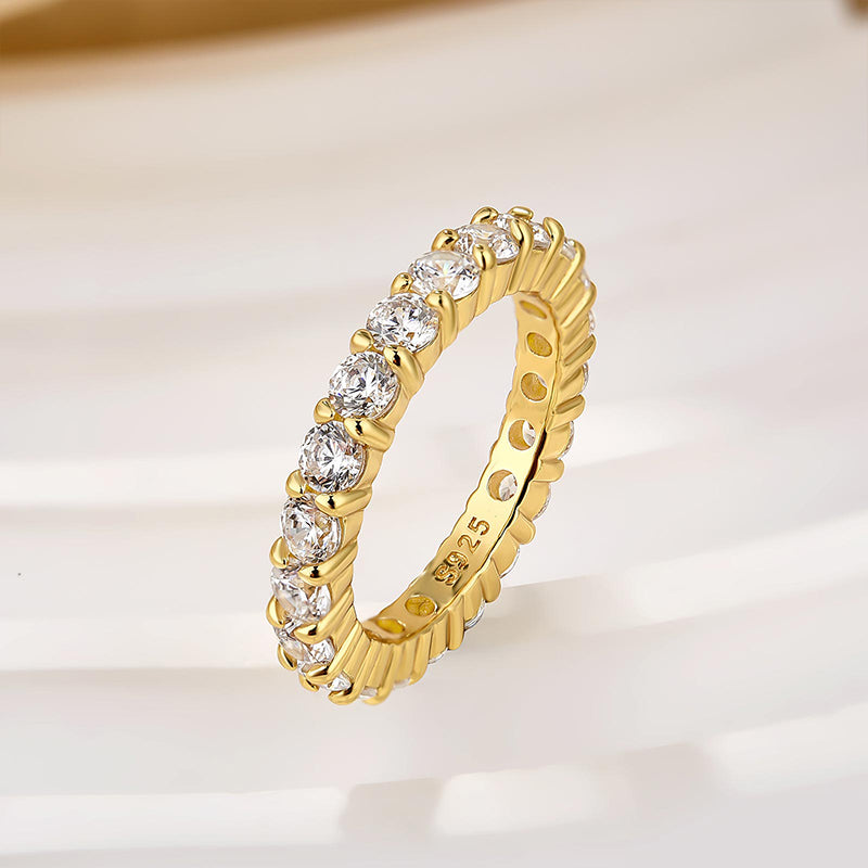 Velirella Eternity Round Cut Simulated Diamond Wedding Band In Brass - Velirellajewelry