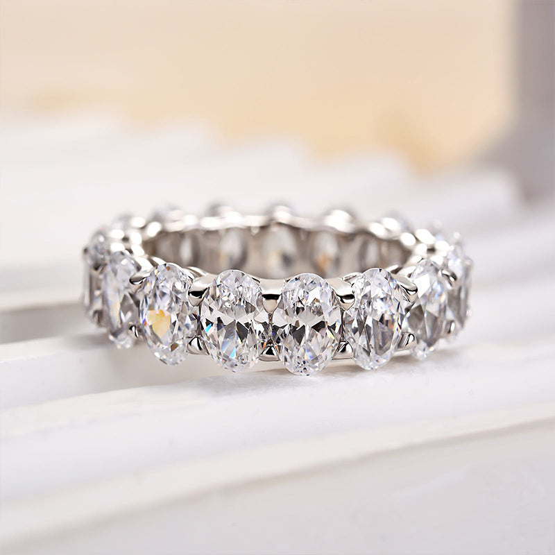 Velirella Eternity Oval Cut Wedding Band For Women In Brass - Velirellajewelry