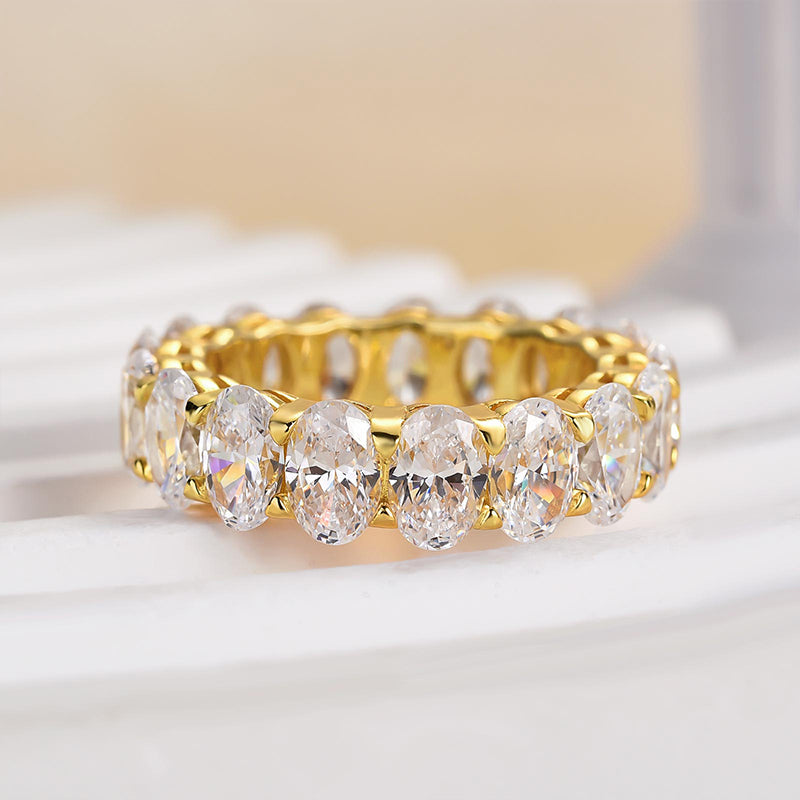 Velirella Eternity Oval Cut Wedding Band For Women In Brass - Velirellajewelry