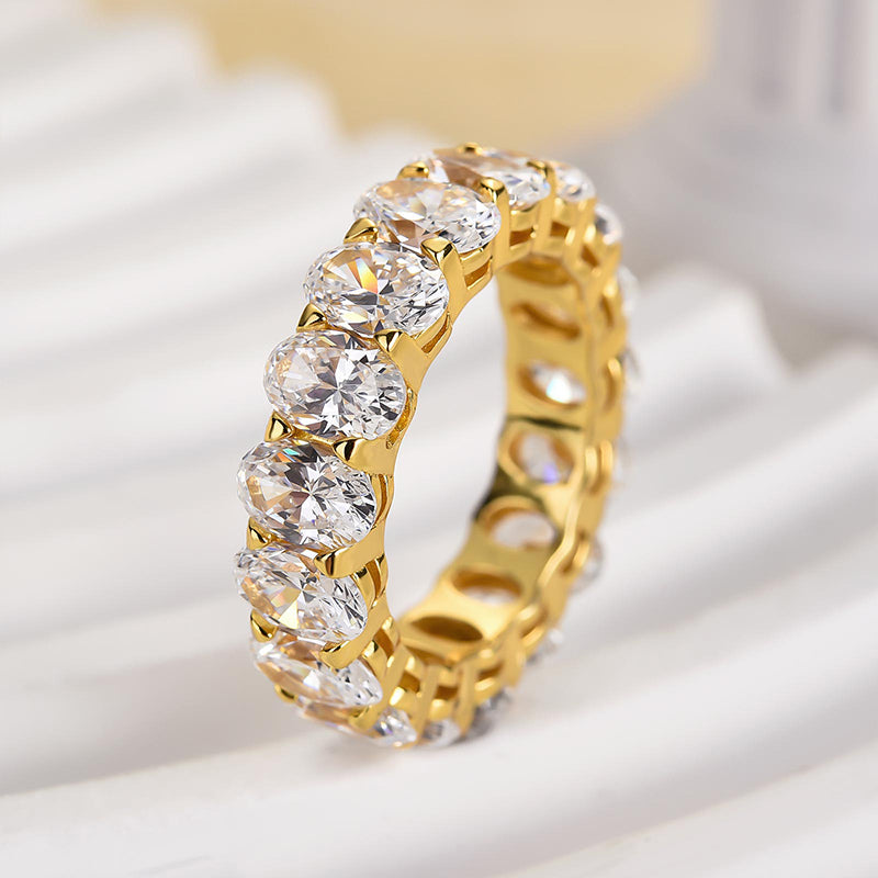 Velirella Eternity Oval Cut Wedding Band For Women In Brass - Velirellajewelry
