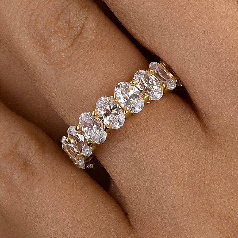 Velirella Eternity Oval Cut Wedding Band For Women In Brass - Velirellajewelry