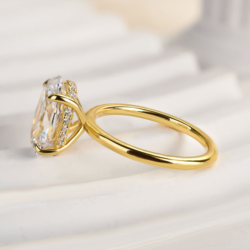 Velirella Yellow Gold 3.5 Carat Oval Cut Solitaire Engagement Ring In Brass - Velirellajewelry