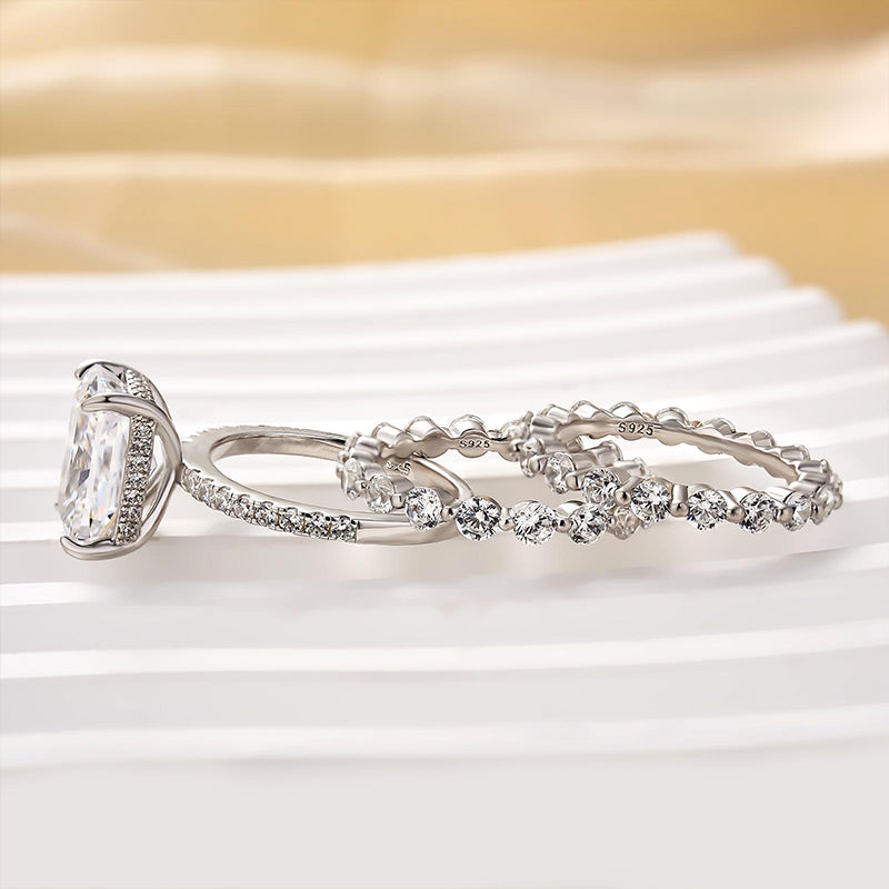 Velirella Stunning Radiant Cut 3PC Wedding Ring Set In Brass - Velirellajewelry
