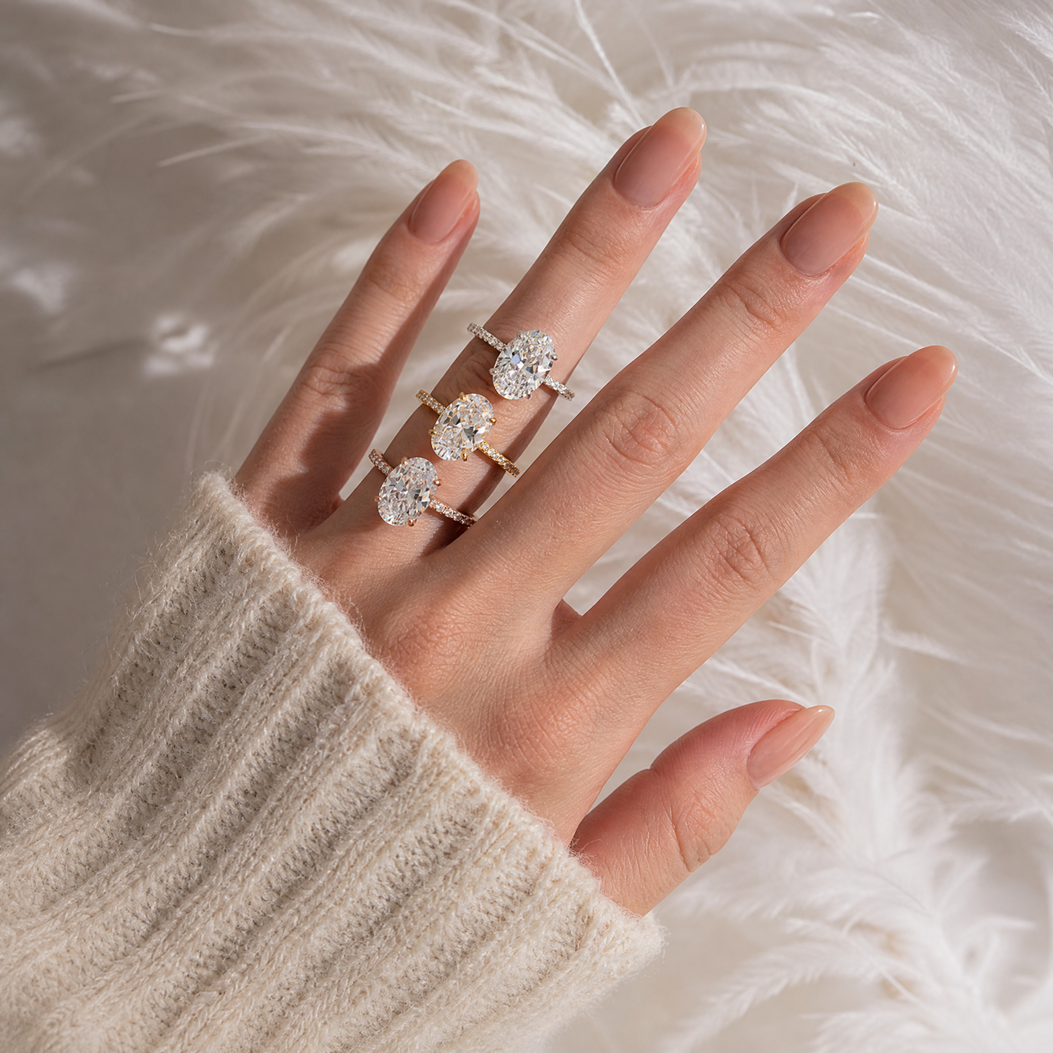 4.0Ct Oval Cut Engagement Ring Moissanite or Simulated Diamond Promise Ring