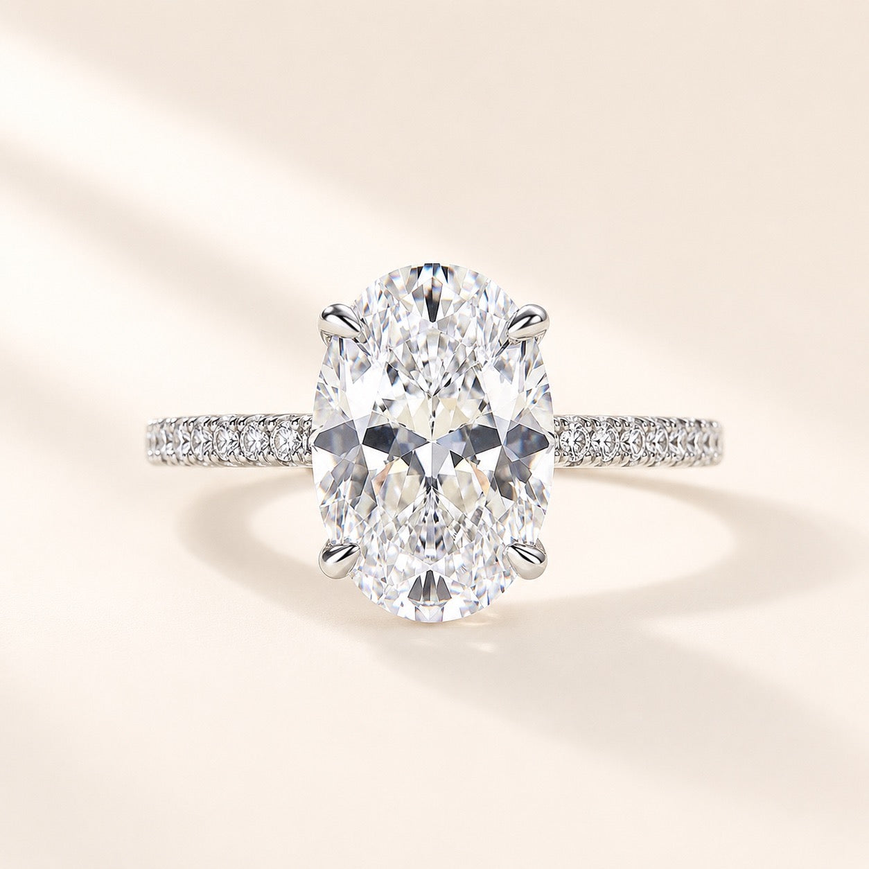4.0Ct Oval Cut Engagement Ring Moissanite or Simulated Diamond Promise Ring