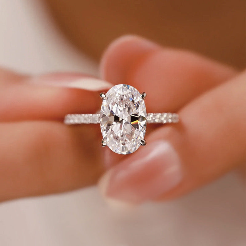 4.0Ct Oval Cut Engagement Ring Promise Ring For Her In Brass - Velirellajewelry