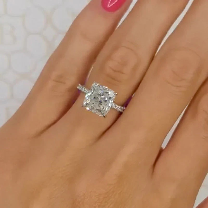 Velirella 2~2.5 Carat Cushion Cut White Sapphire Women's Engagement Ring - Velirellajewelry