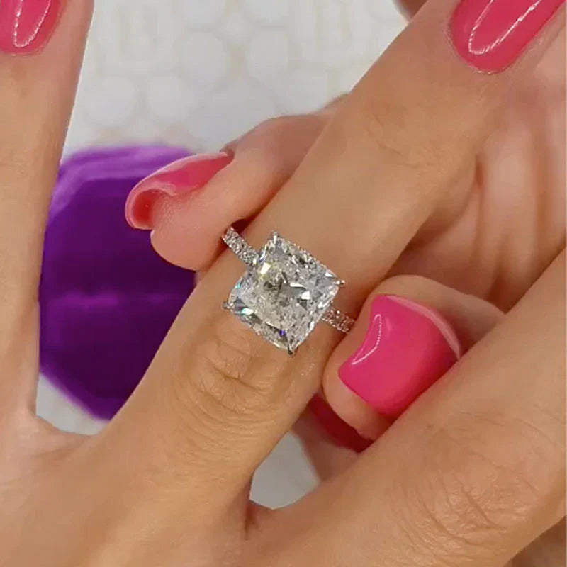Velirella 2~2.5 Carat Cushion Cut White Sapphire Women's Engagement Ring - Velirellajewelry