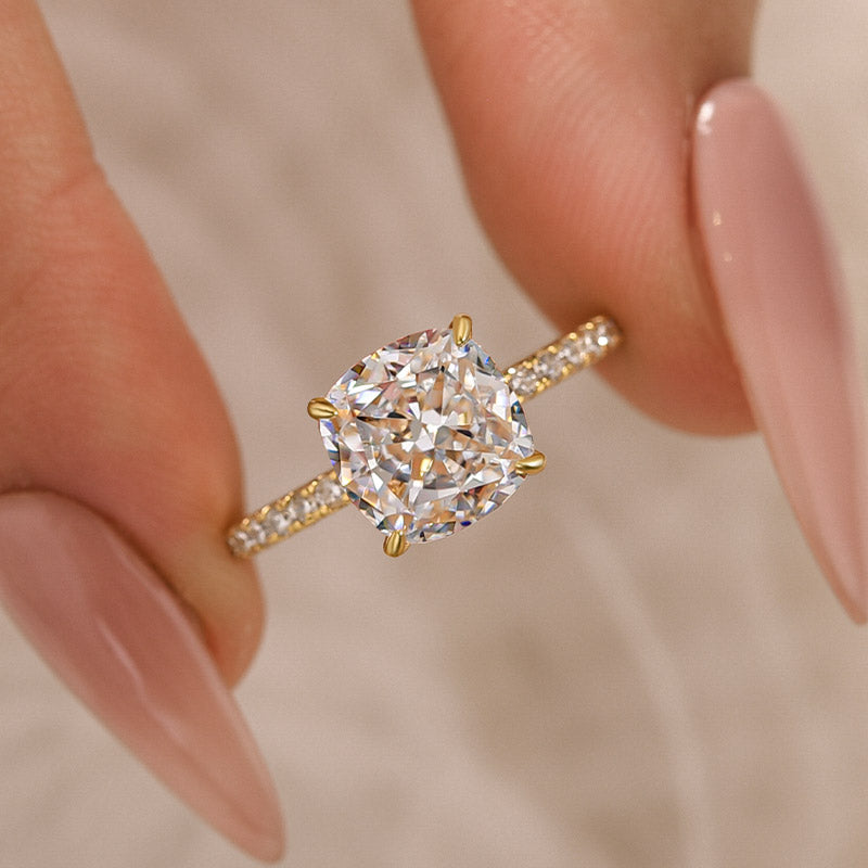 Velirella 2~2.5 Carat Cushion Cut White Sapphire Women's Engagement Ring - Velirellajewelry