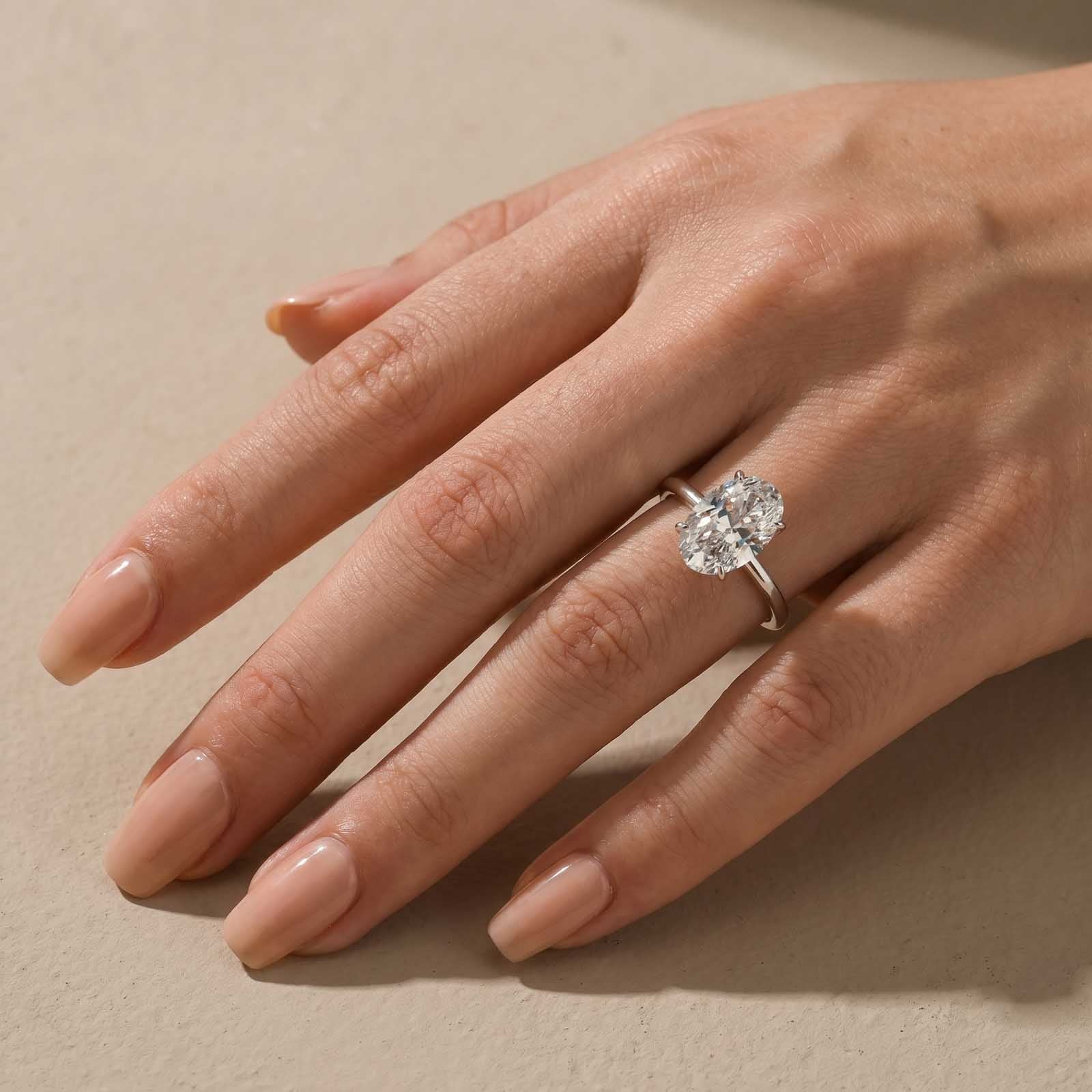 Brass 3.5 Carat Oval Cut Hidden Halo Engagement Ring In Brass Daily Wearable Ring