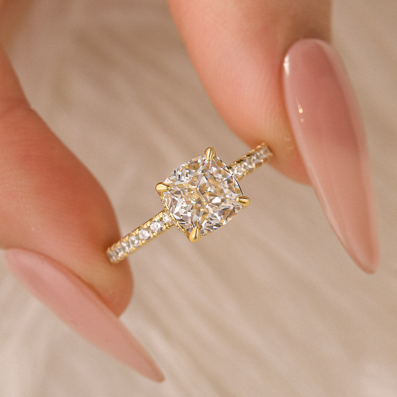Velirella 2~2.5 Carat Cushion Cut White Sapphire Women's Engagement Ring - Velirellajewelry