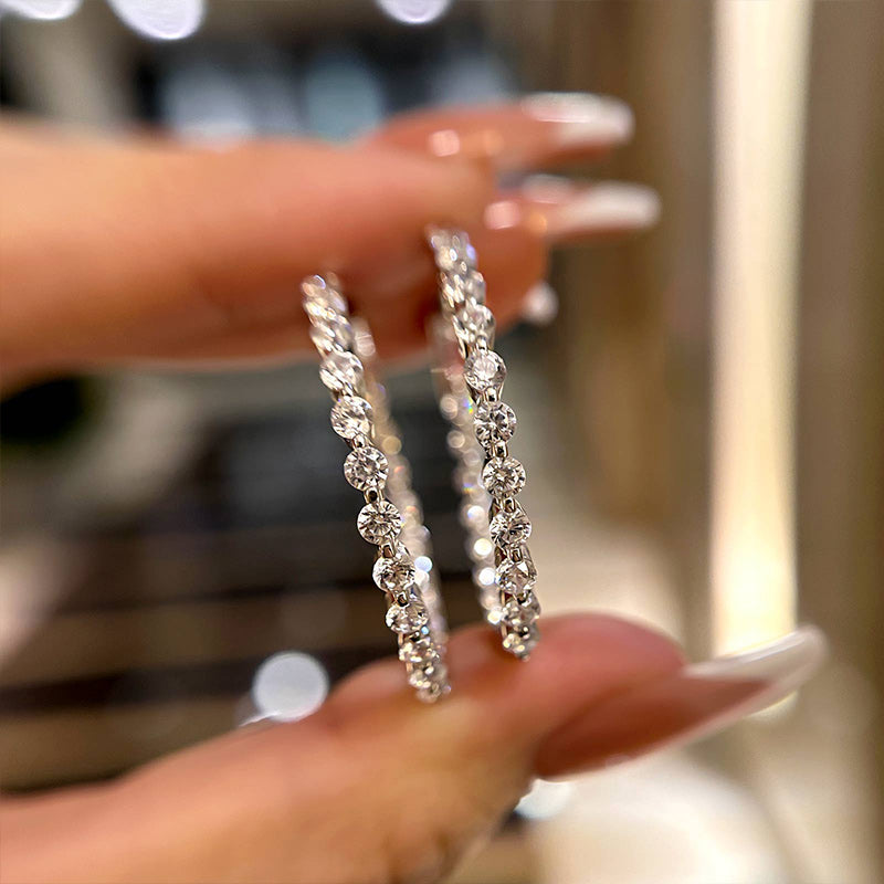 Sparkle Round Cut Women's Hoop Earrings In Brass - Velirellajewelry