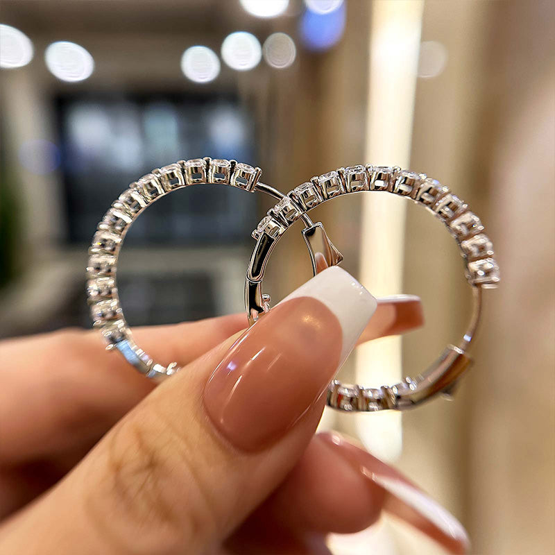 Sparkle Round Cut Women's Hoop Earrings In Brass - Velirellajewelry