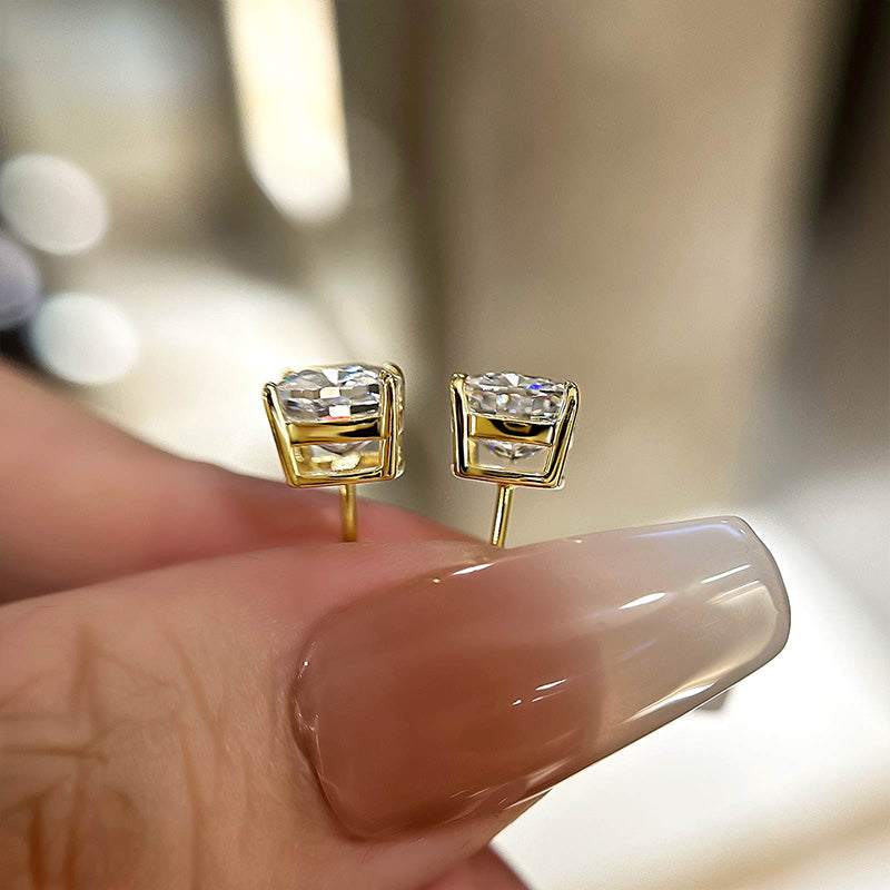 Velirella Cushion Cut Brass Women's Stud Earrings - Velirellajewelry