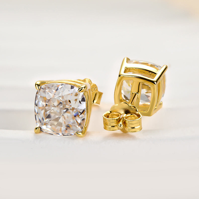 Velirella Cushion Cut Brass Women's Stud Earrings - Velirellajewelry