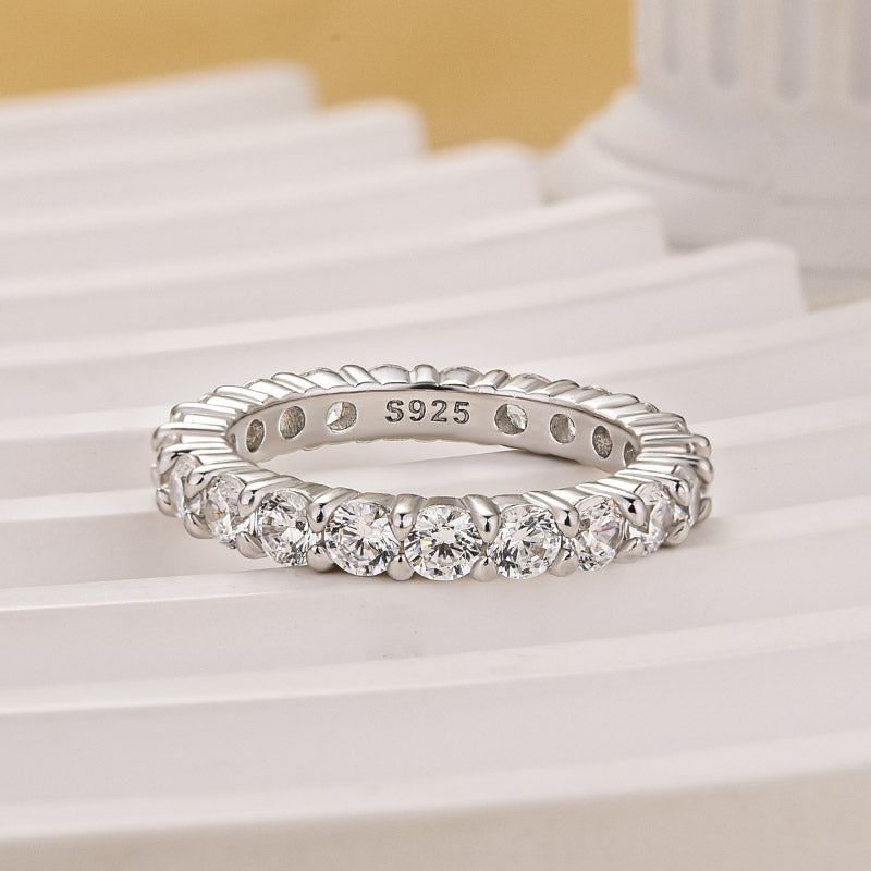 Velirella Eternity Round Cut Simulated Diamond Wedding Band In Brass - Velirellajewelry