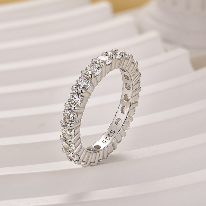 Velirella Eternity Round Cut Simulated Diamond Wedding Band In Brass - Velirellajewelry