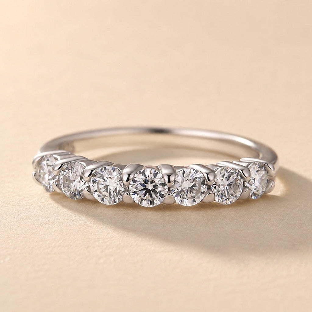 Brass Moissanite Classic 0.7Ct Round Cut Stackable Wedding Band