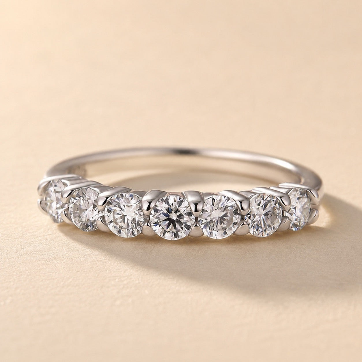 Brass Moissanite Classic 0.7Ct Round Cut Stackable Wedding Band