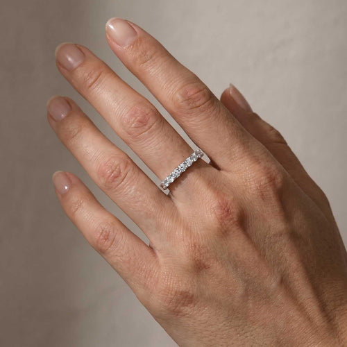 Brass Moissanite Classic 0.7Ct Round Cut Stackable Wedding Band
