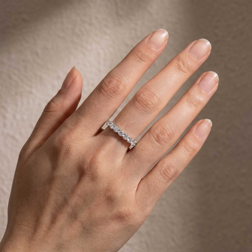 Brass Moissanite Classic 0.7Ct Round Cut Stackable Wedding Band