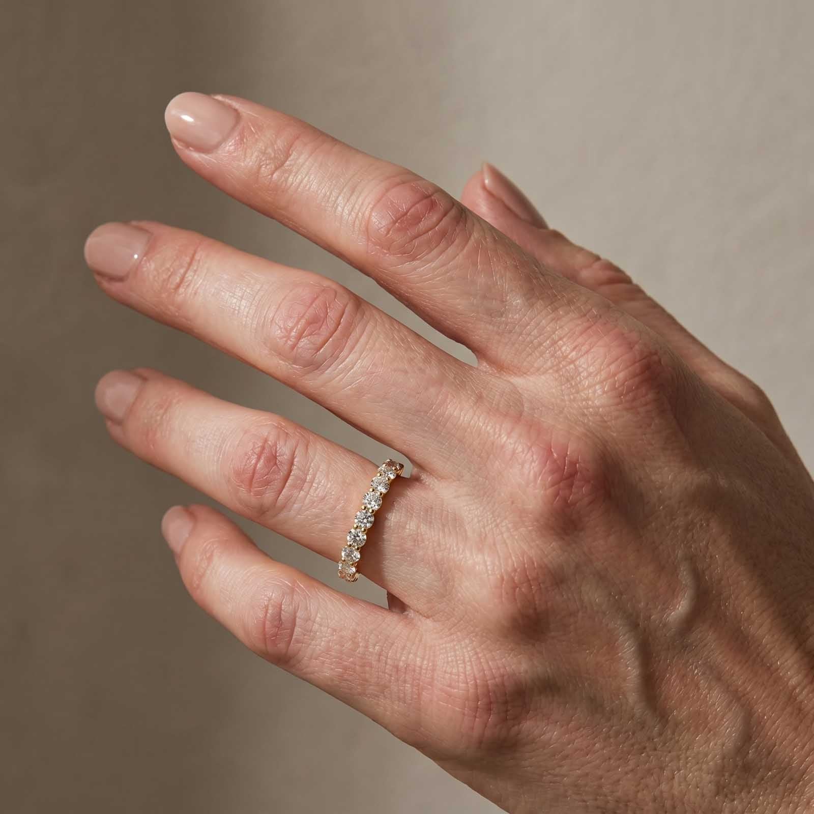 Brass Moissanite Classic 0.7Ct Round Cut Stackable Wedding Band