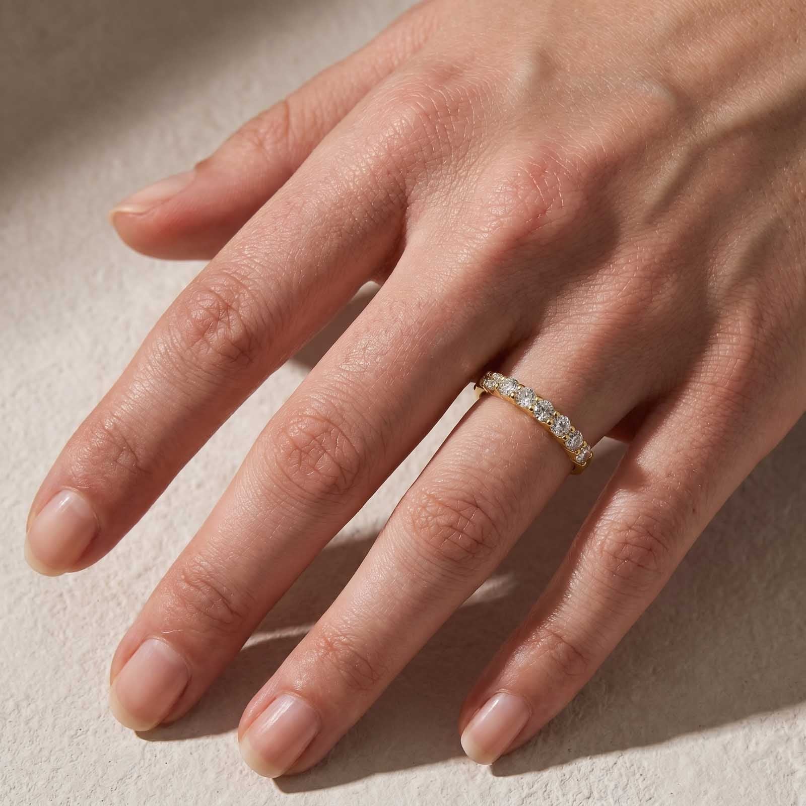 Brass Moissanite Classic 0.7Ct Round Cut Stackable Wedding Band