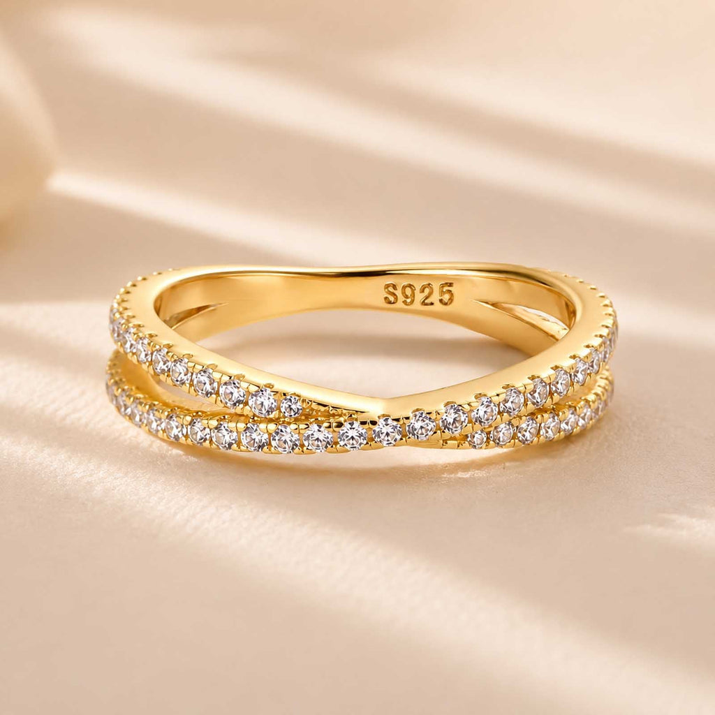 Velirella  X Criss Cross Wedding Band For Women In Brass