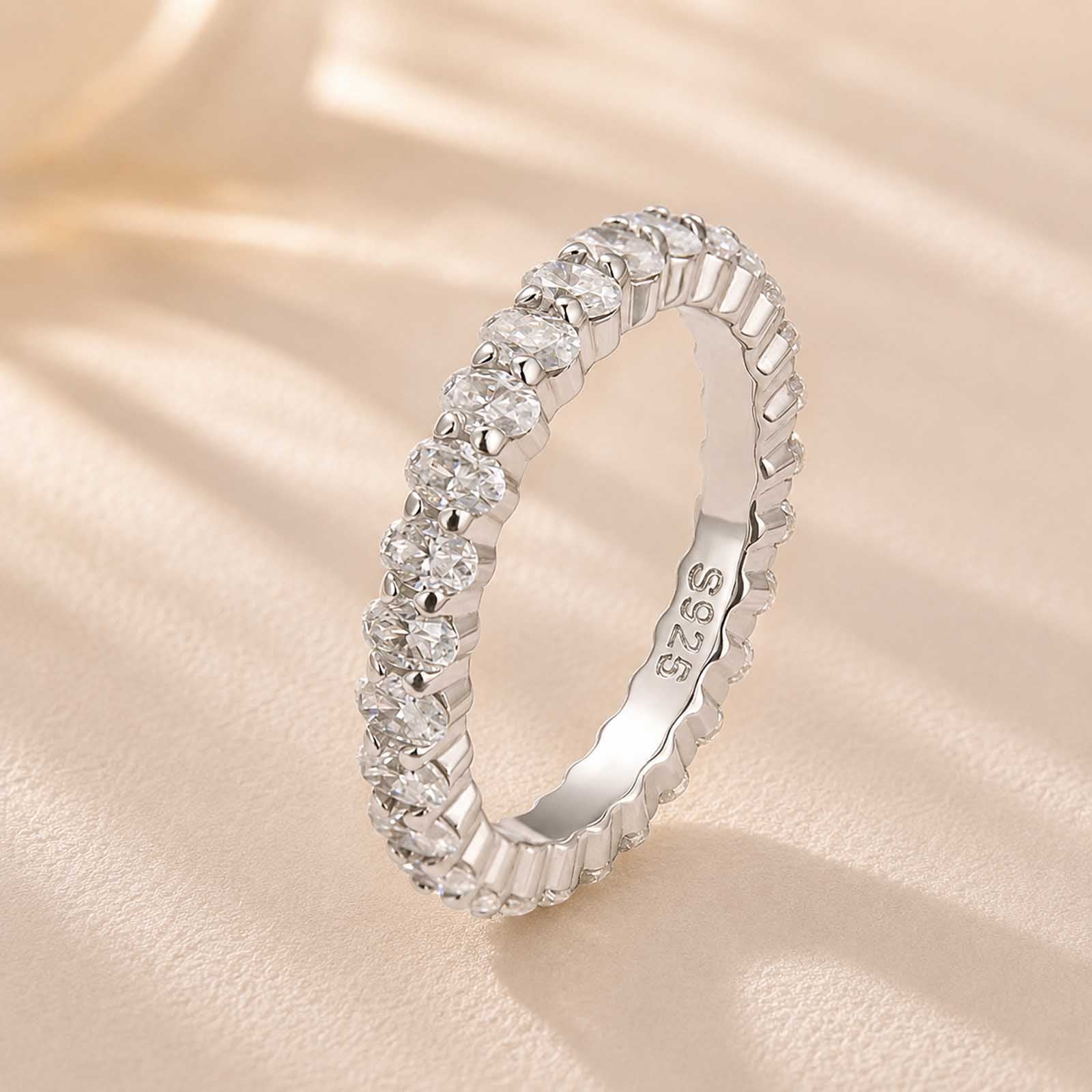Brass 3 Ct Oval Cut Simulated Diamond Wedding Band Ring For Women In Brass