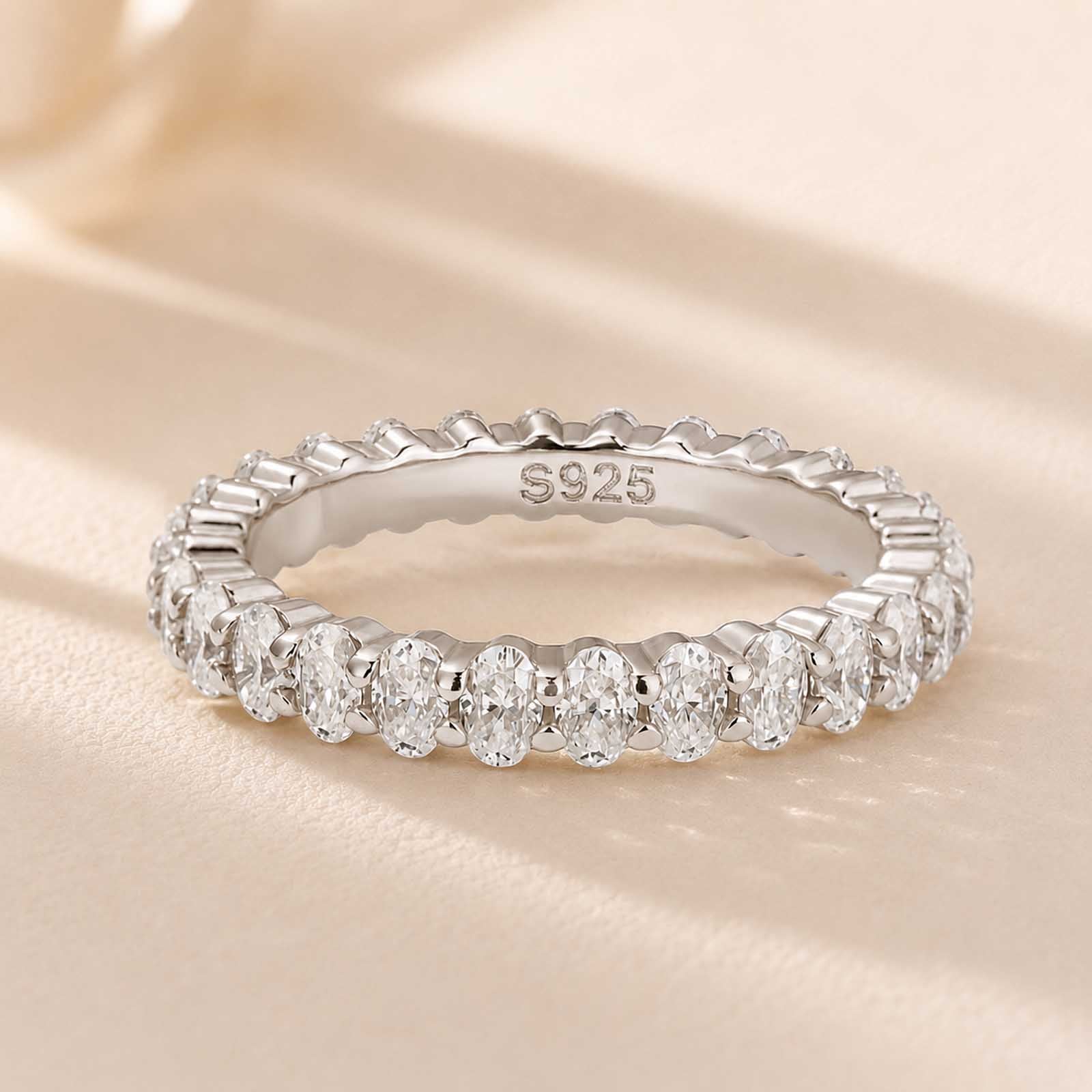 Brass 3 Ct Oval Cut Simulated Diamond Wedding Band Ring For Women In Brass