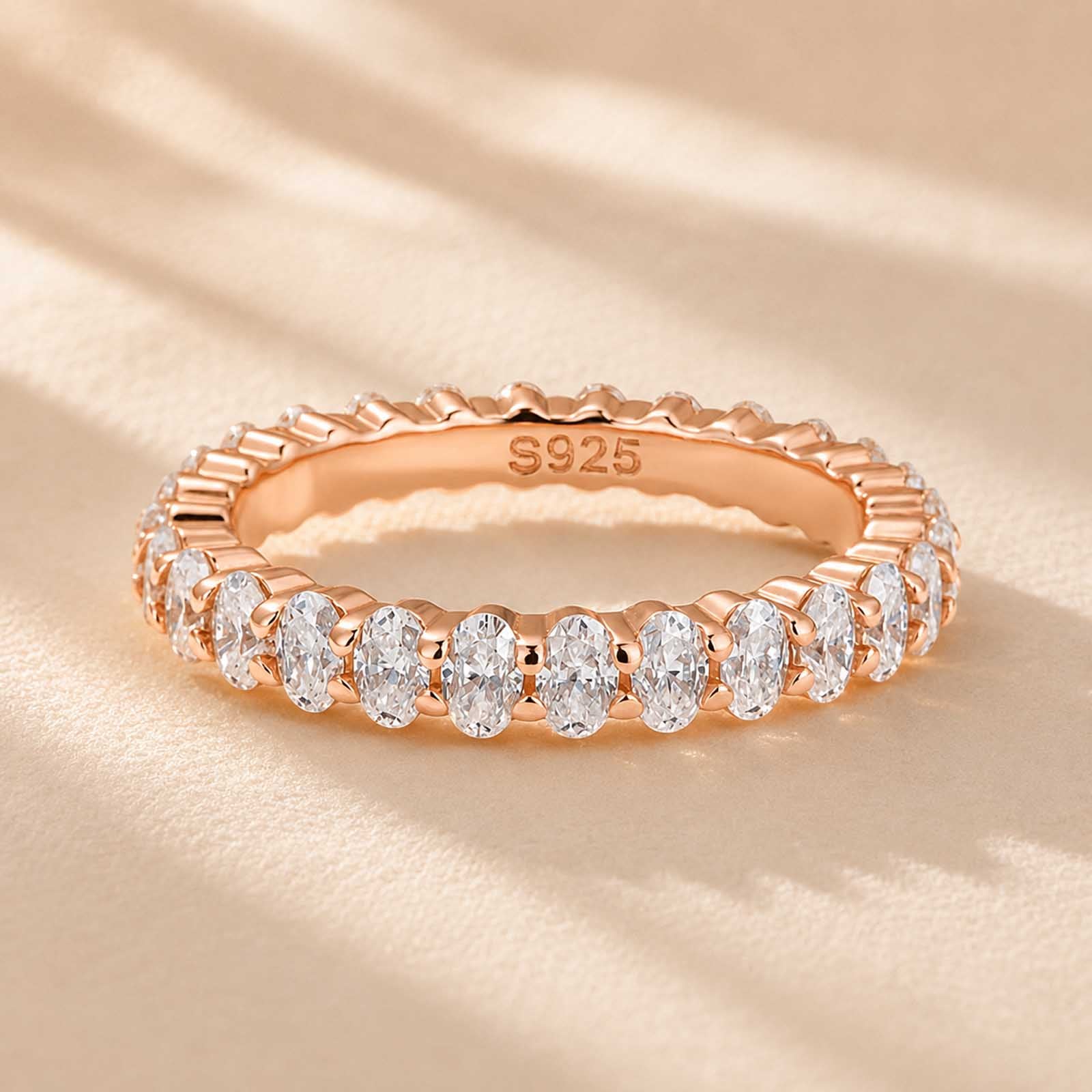 Brass 3 Ct Oval Cut Simulated Diamond Wedding Band Ring For Women In Brass