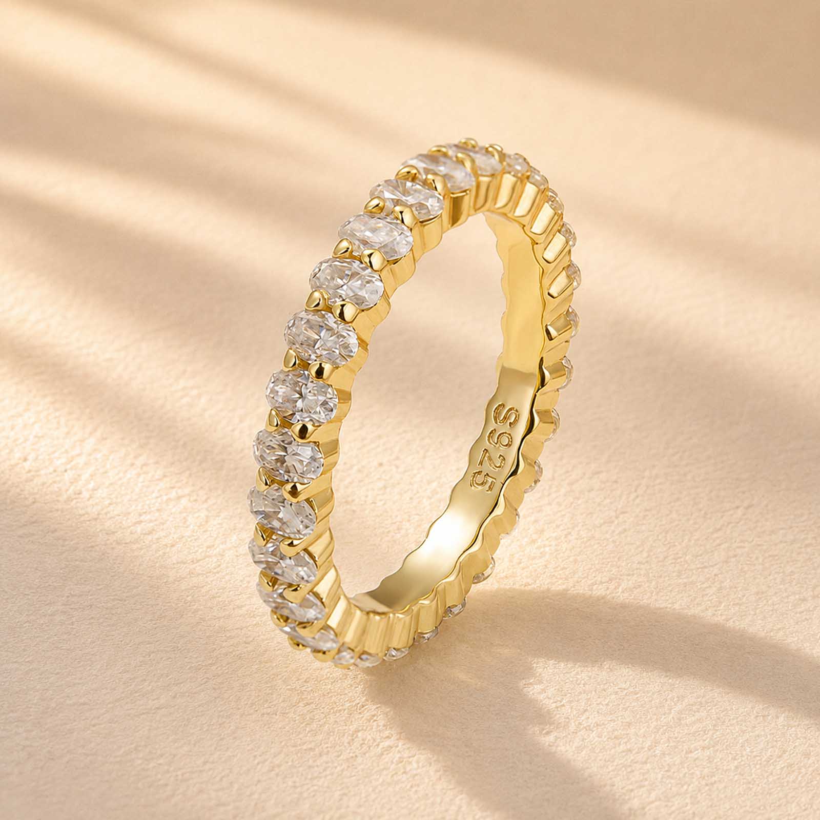 Brass 3 Ct Oval Cut Simulated Diamond Wedding Band Ring For Women In Brass