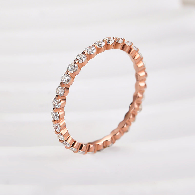 Velirella Classic Round Cut Full Eternity Wedding Band In Brass - Velirellajewelry
