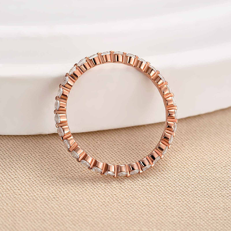Velirella Classic Round Cut Full Eternity Wedding Band In Brass - Velirellajewelry